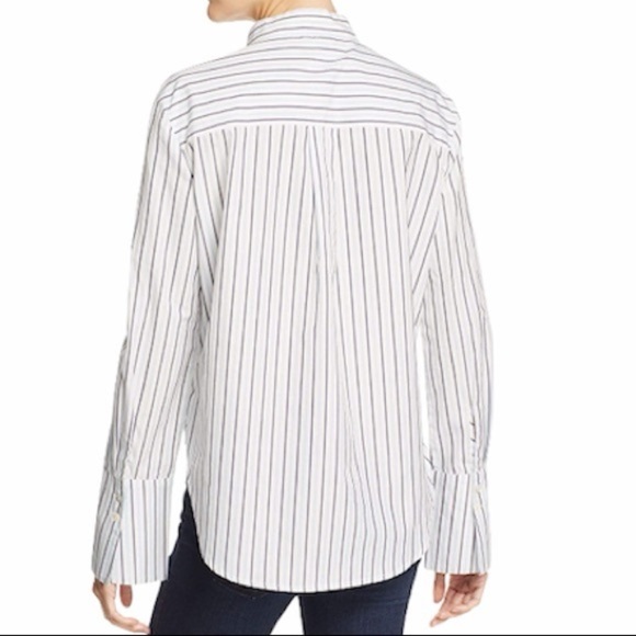 FRAME Blue White Cravat Poplin Striped Cotton Shirt (101) - Picture 3 of 7